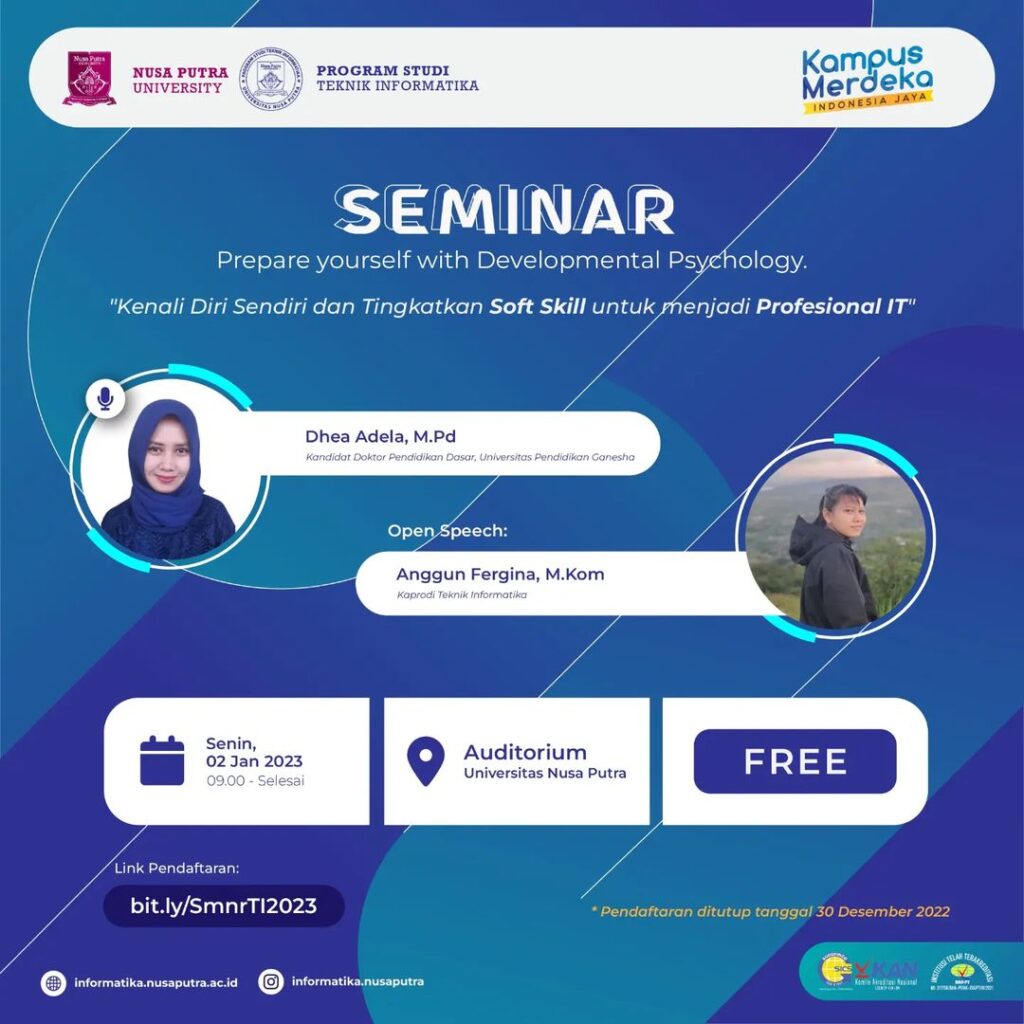 SEMINAR : Prepare yourself with Developmental psychology “Know Yourself and Improve Softskills to become an IT Professional”